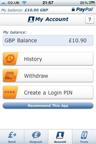 PayPal iPhone App Account