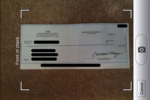 Paypal iPhone cheque deposit