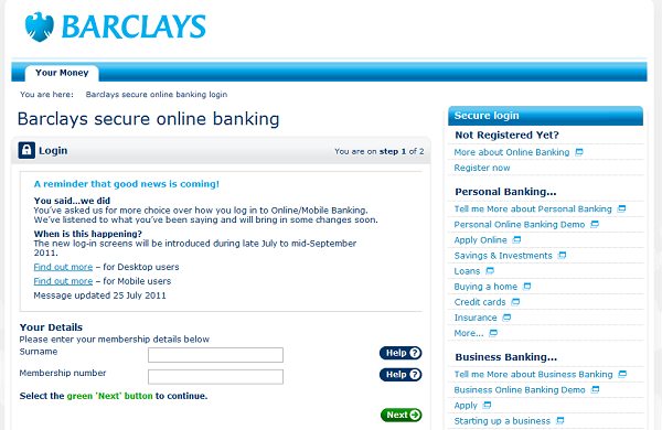 barclays online banking