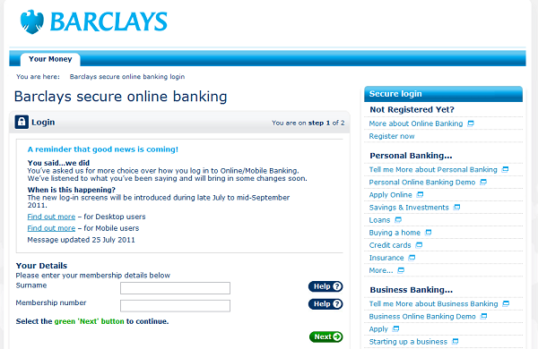 Barclays login