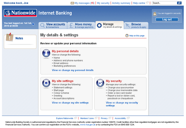 Nationwide online banking