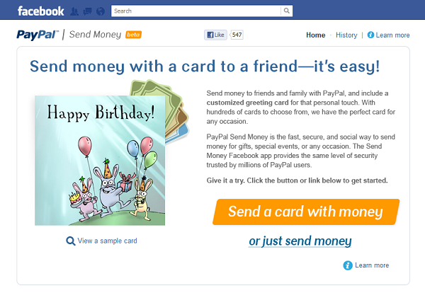 Send money on Facebook with PayPal