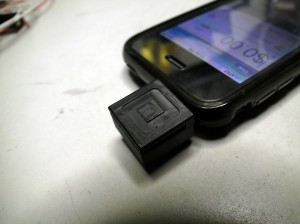 Square dongle close up